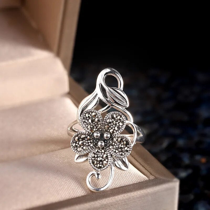 Bague Argent Massif Symboles Asiatiques - Taille 59, Occasion