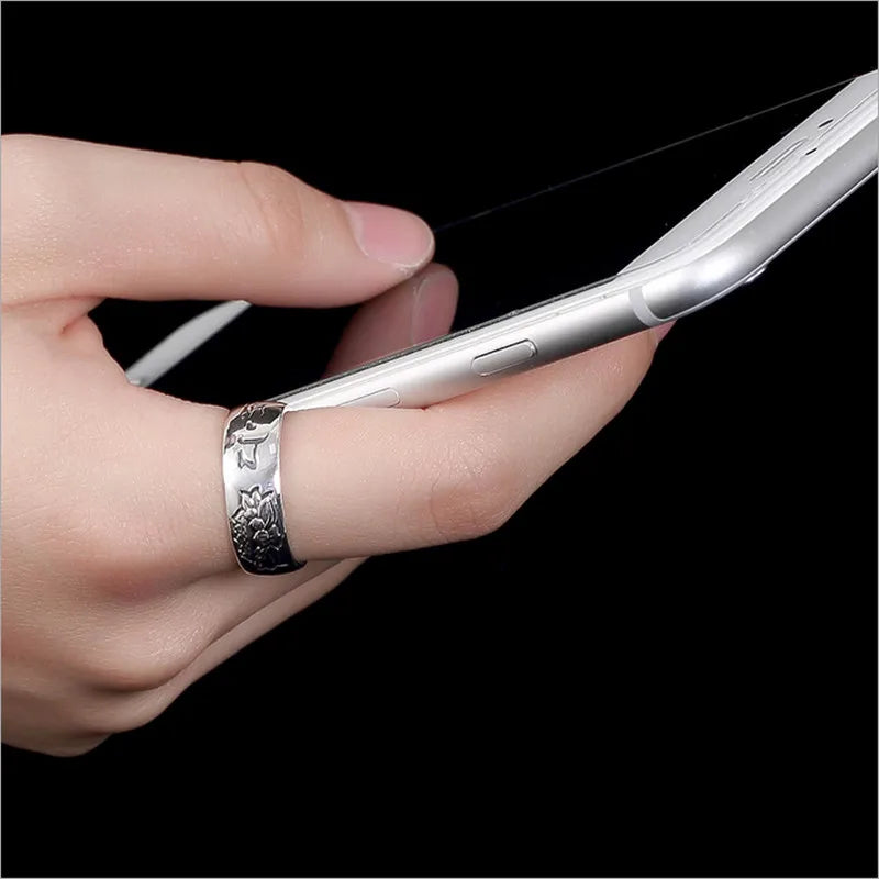 Bague Homme Argent Massif 925 Bouddhisme - Gravure Sūtra Du Cœur (perfection De La Sagesse) - Neuf Avec étiquettes