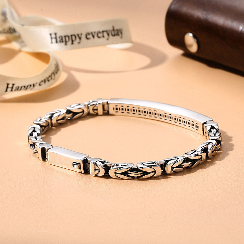 Bracelet Gourmette Argent Massif 925 – Vermeil, Avec Pierre Verte