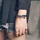 Som - Bracelet/Collier Cuivre, Bois d'Ébène et Perles Dzi Sacrée