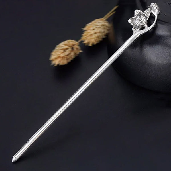 Bâton de Cheveux Fleurs de Lotus - Argent