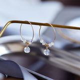Prakasa - Boucles d'Oreilles Or, Labradorite et Cristal