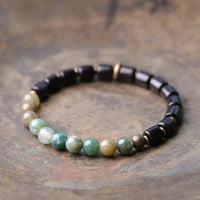 Taru - Bracelet Cuivre, Bois d'Ébène et Pierres Naturelles