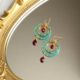 Sultana - Boucles d'Oreilles Turquoise et Grenat