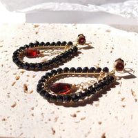 Kalih - Boucles d'Oreilles Or, Spinelle et Grenat