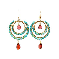 Sultana - Boucles d'Oreilles Turquoise et Grenat