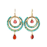 Sultana - Boucles d'Oreilles Turquoise et Grenat