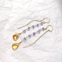 Nimbu - Boucles d'Oreilles Or, Tanzanite et Citrine