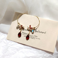 Warna - Boucles d'Oreilles Or, Grenat, Labradorite, Perle