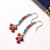 Muli - Boucles d'Oreilles Or, Grenat et Apatite