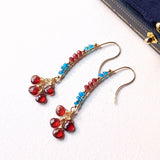 Muli - Boucles d'Oreilles Or, Grenat et Apatite