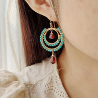 Sultana - Boucles d'Oreilles Turquoise et Grenat
