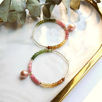 Tongwo - Boucles d'Oreilles Or, Tourmaline et Perle