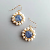 Nilima - Boucles d'Oreilles Kyanite et Perle d'Eau Douce
