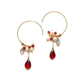 Warna - Boucles d'Oreilles Or, Grenat, Labradorite, Perle