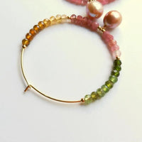 Tongwo - Boucles d'Oreilles Or, Tourmaline et Perle