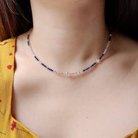Mizu - Collier Or, Aigue-Marine et Lapis Lazuli
