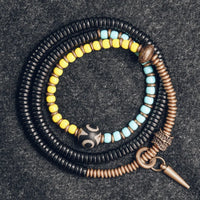 Som - Bracelet/Collier Cuivre, Bois d'Ébène et Perles Dzi Sacrée
