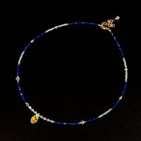 Aoizora - Collier Or, Aigue-Marine, Lapis Lazuli et Cristal