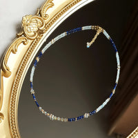 Mizu - Collier Or, Aigue-Marine et Lapis Lazuli