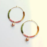 Tongwo - Boucles d'Oreilles Or, Tourmaline et Perle
