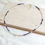 Mizu - Collier Or, Aigue-Marine et Lapis Lazuli