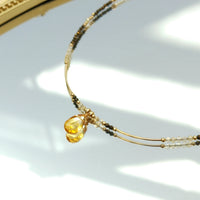 Luang - Collier Or, Citrine et Pyrite