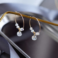 Prakasa - Boucles d'Oreilles Or, Labradorite et Cristal