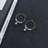 Prakasa - Boucles d'Oreilles Or, Labradorite et Cristal