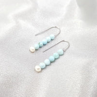 Lina - Boucles d'Oreilles Argent, Larimar et Perles d'Eau Douce
