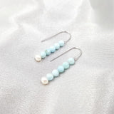 Lina - Boucles d'Oreilles Argent, Larimar et Perles d'Eau Douce