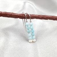 Lina - Boucles d'Oreilles Argent, Larimar et Perles d'Eau Douce
