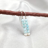 Lina - Boucles d'Oreilles Argent, Larimar et Perles d'Eau Douce