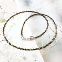 Kintsugi - Collier Argent, Pyrite et Labradorite