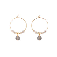 Prakasa - Boucles d'Oreilles Or, Labradorite et Cristal