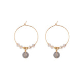Prakasa - Boucles d'Oreilles Or, Labradorite et Cristal