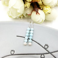 Lina - Boucles d'Oreilles Argent, Larimar et Perles d'Eau Douce