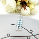 Lina - Boucles d'Oreilles Argent, Larimar et Perles d'Eau Douce