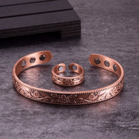 Enso - Bracelet Jonc et Bague Cuivre Magnétiques