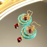 Sultana - Boucles d'Oreilles Turquoise et Grenat