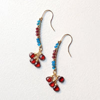 Muli - Boucles d'Oreilles Or, Grenat et Apatite