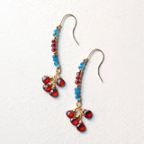 Muli - Boucles d'Oreilles Or, Grenat et Apatite