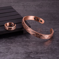 Enso - Bracelet Jonc et Bague Cuivre Magnétiques