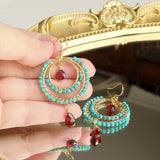 Sultana - Boucles d'Oreilles Turquoise et Grenat