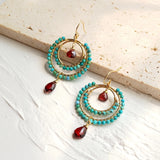 Sultana - Boucles d'Oreilles Turquoise et Grenat
