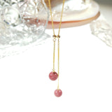 Rhodonite Drop - Collier Or et Rhodonite