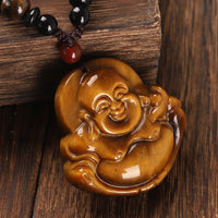 Baofu - Collier Bouddha Rieur Oeil de Tigre