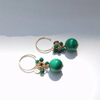 Gong - Boucles d'Oreilles Or et Malachite