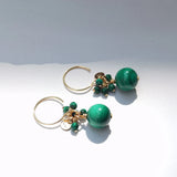Gong - Boucles d'Oreilles Or et Malachite