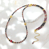 Kinjo - Collier Or, Agate Noire et Grenat